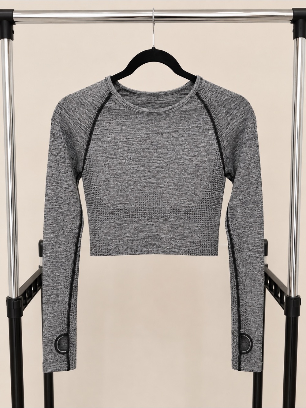 Victoria's Secret Gray Seamless Long-Sleeve Crop Top